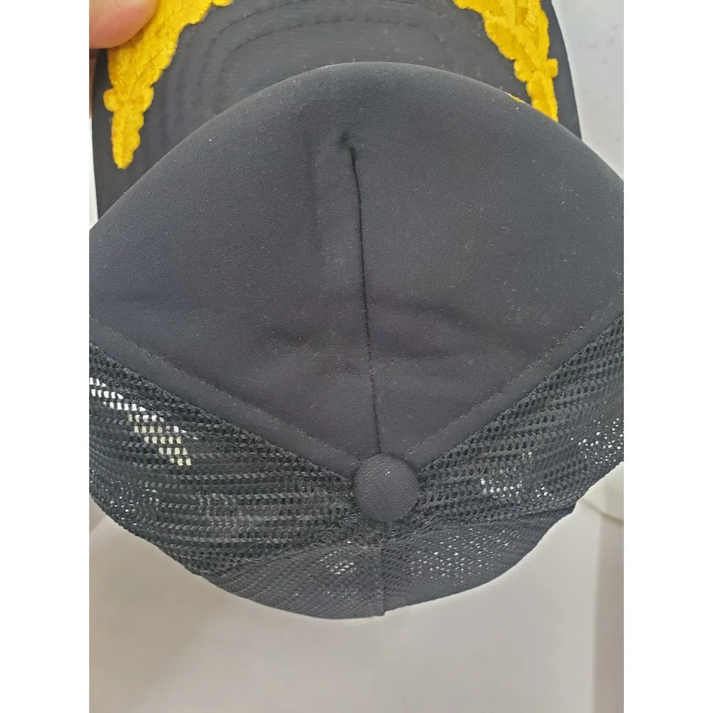 Vintage Cowboys Afton Oklahoma Trucker Hat Black Yellow Mesh Snapback Cap